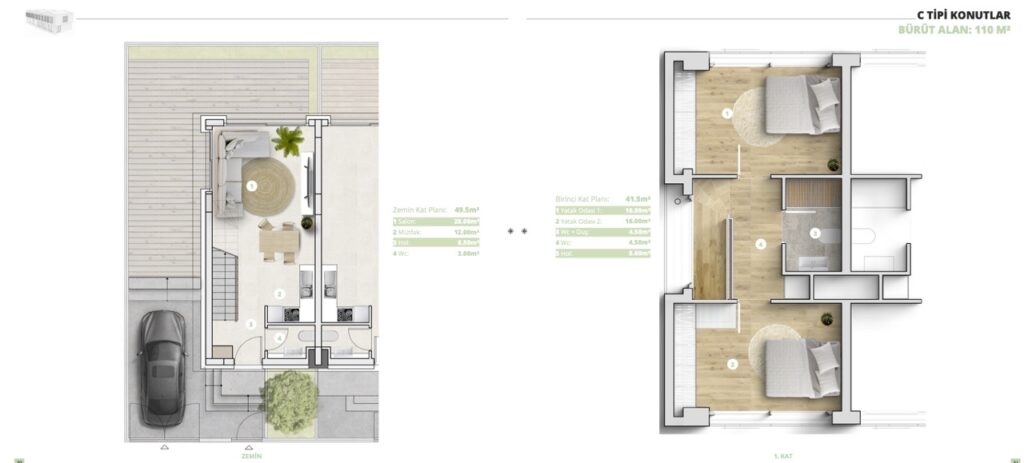 Premium Realty Cyprus Modern 2+1 Sea View Townhouses in İncesu